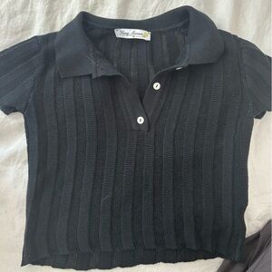 Heavy Manners Black Ribbed Knit Top